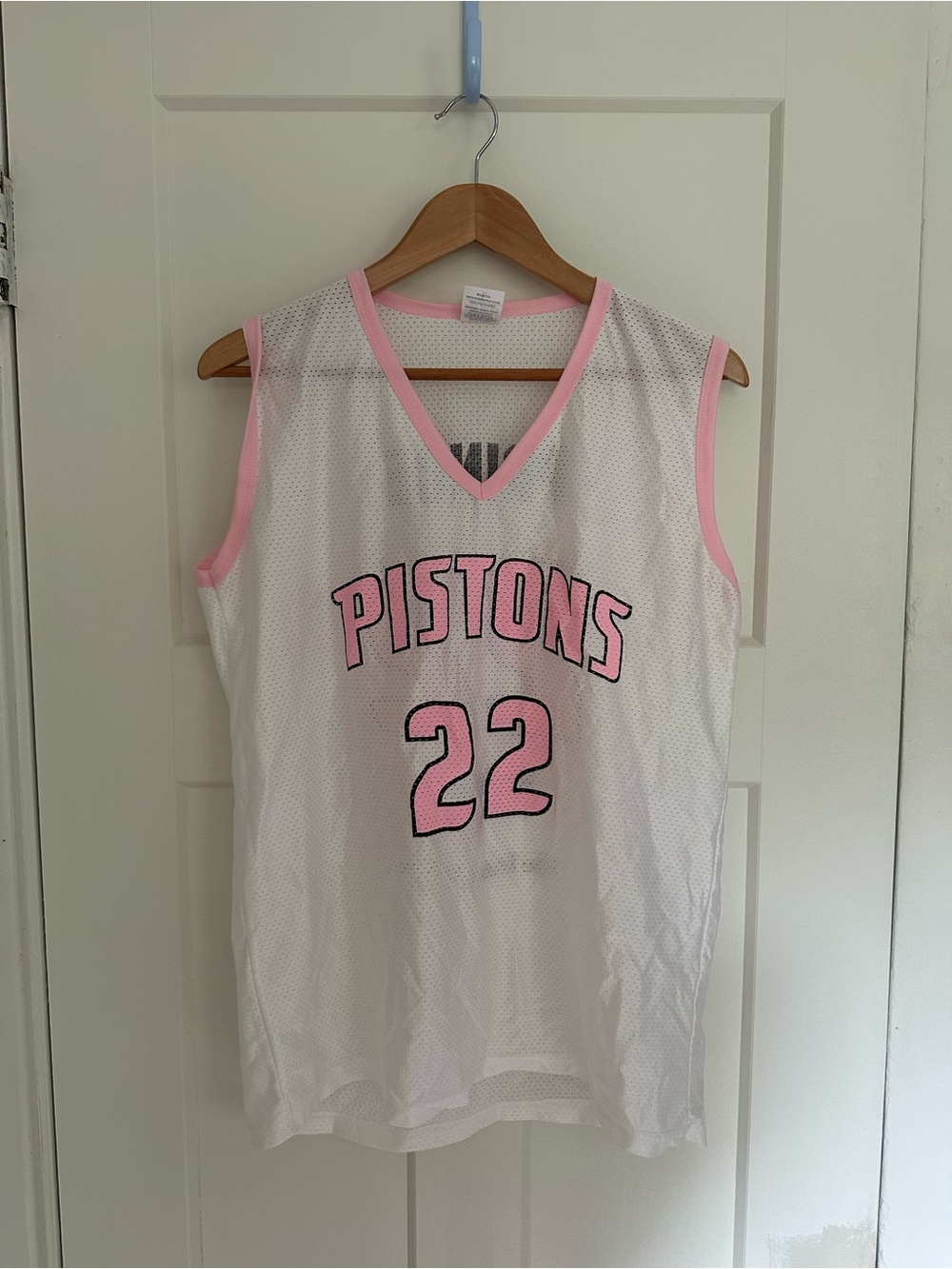 Y2K Detroit Pistons #22 White & Pink Mesh Basketball Jersey